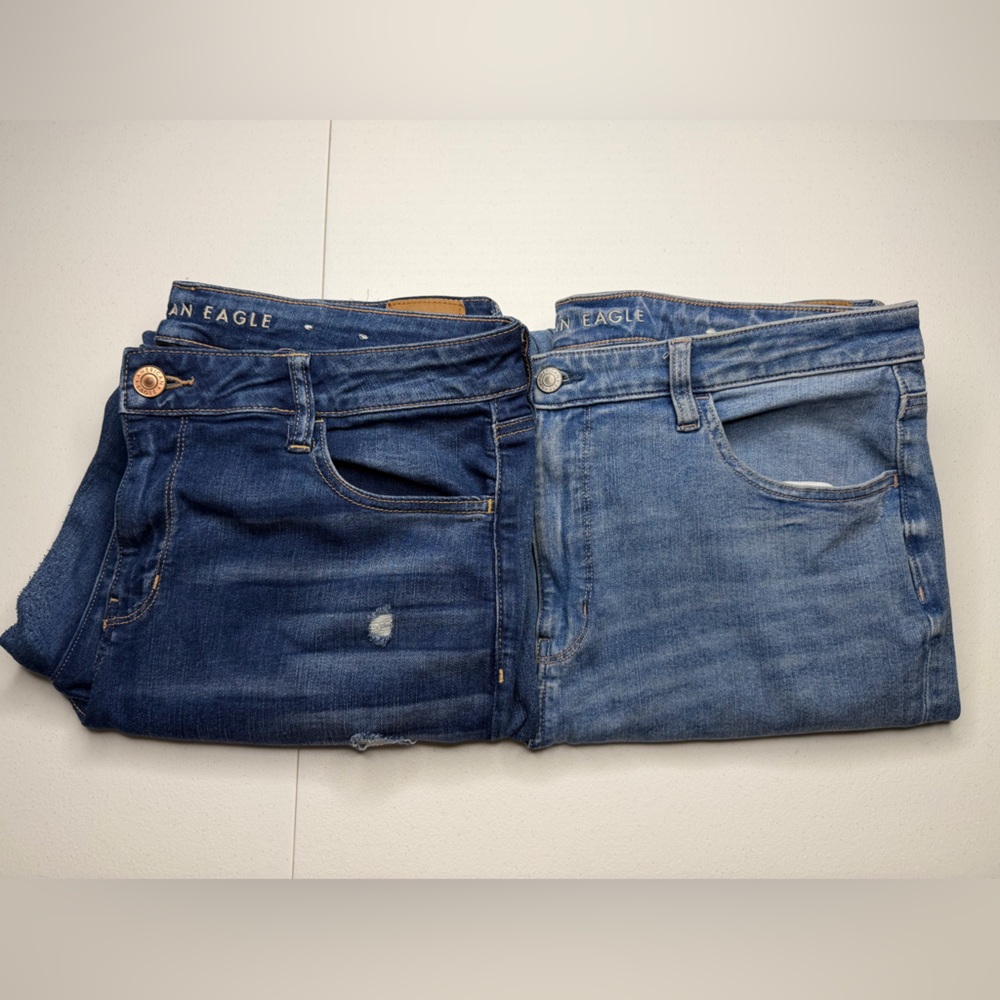 American Eagle Jeans Bundle Women’s Denim Lot 2 Pairs Distressed Stretch